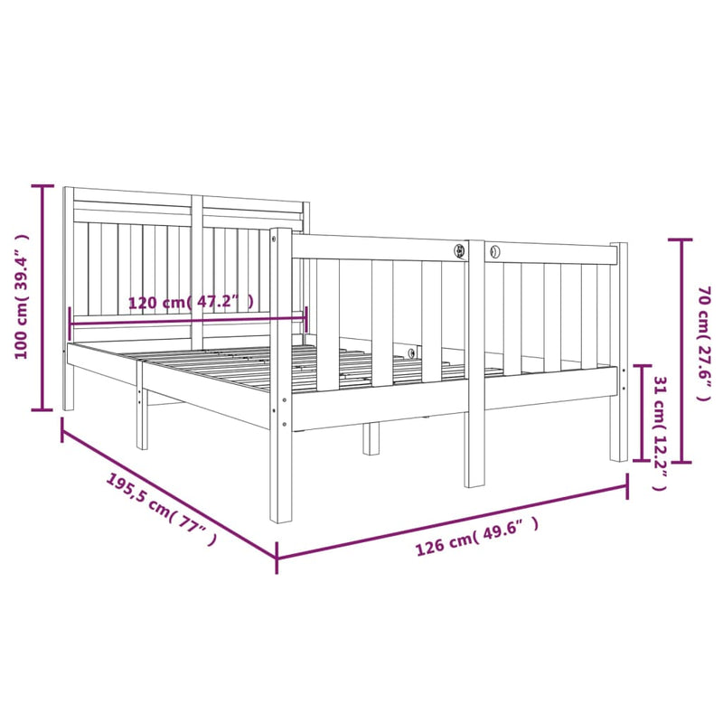 Sengeramme hvit 120x190 cm Small Double heltre