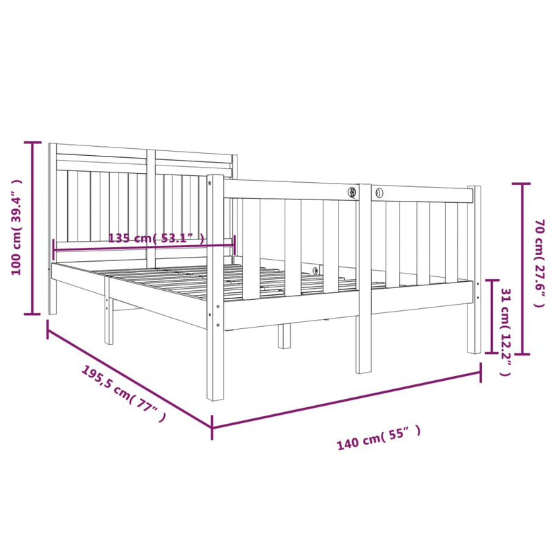 Sengeramme 135x190 cm Double heltre