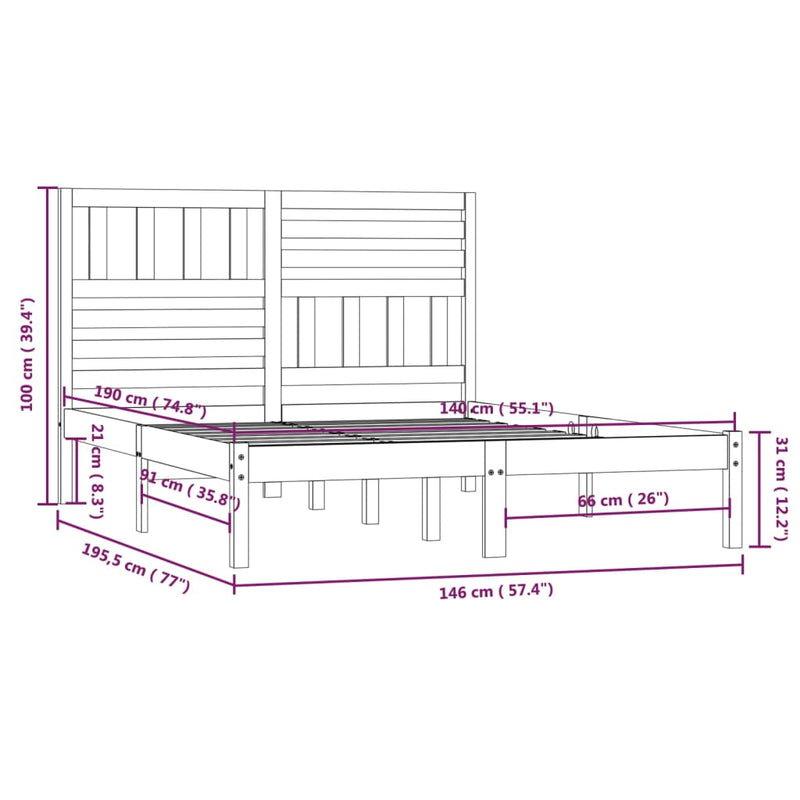 Sengeramme heltre furu 140x190 cm