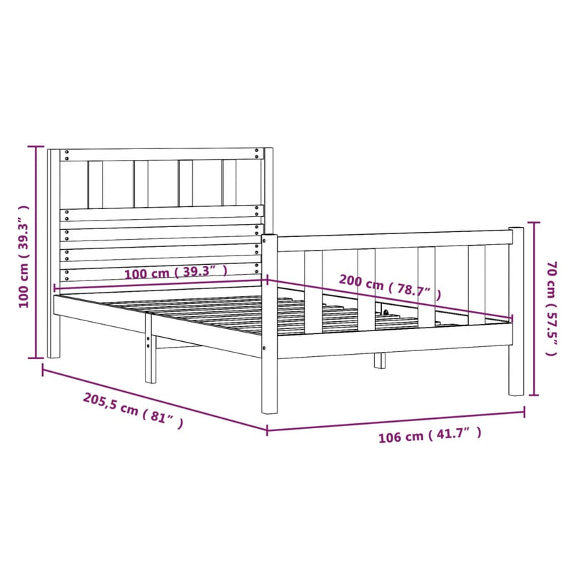 Sengeramme heltre 100x200 cm