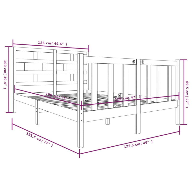 Sengeramme hvit heltre furu 120x190 cm Small Double