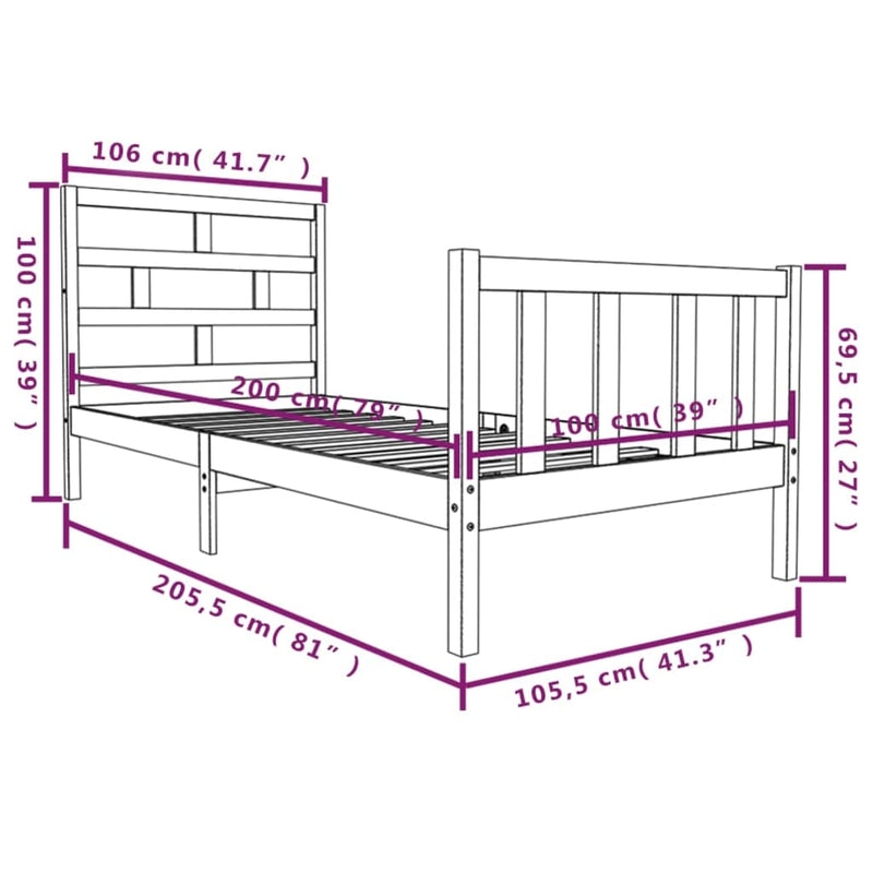 Sengeramme heltre furu 100x200 cm