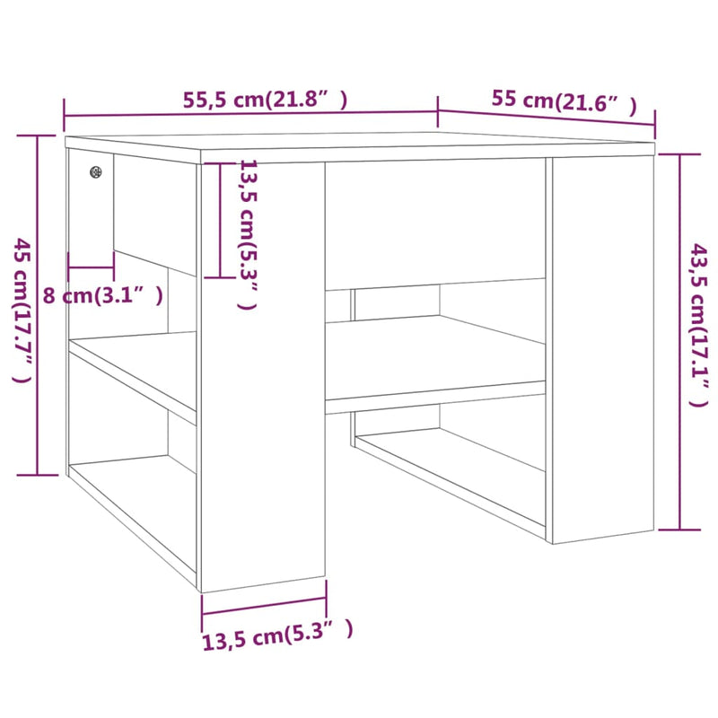 Salongbord betonggrå 55,5x55x45 cm konstruert tre