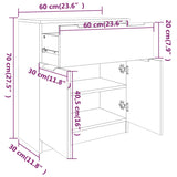 Skjenk høyglans hvit 60x30x70 cm konstruert tre