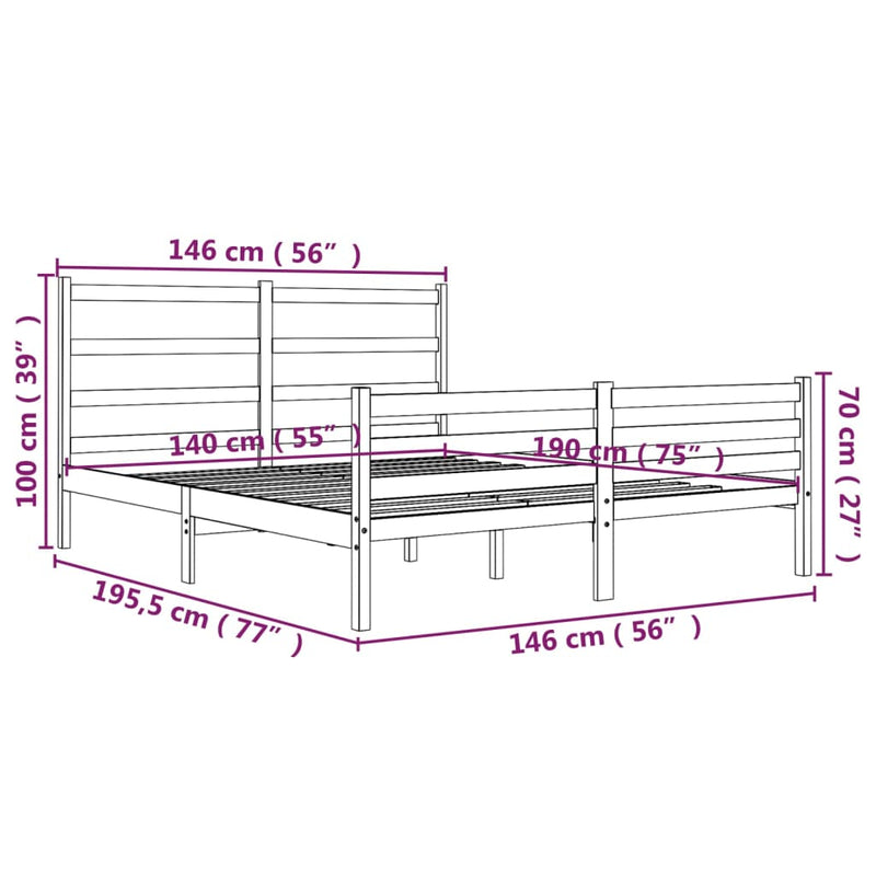 Sengeramme heltre furu 140x190 cm