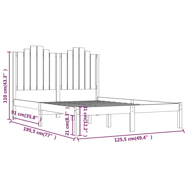 Sengeramme hvit heltre furu 120x190 cm Small Double