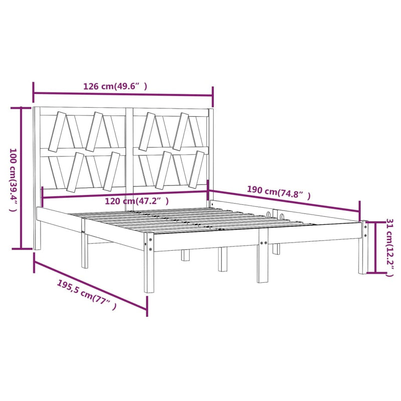 Sengeramme hvit heltre furu 120x190 cm Small Double