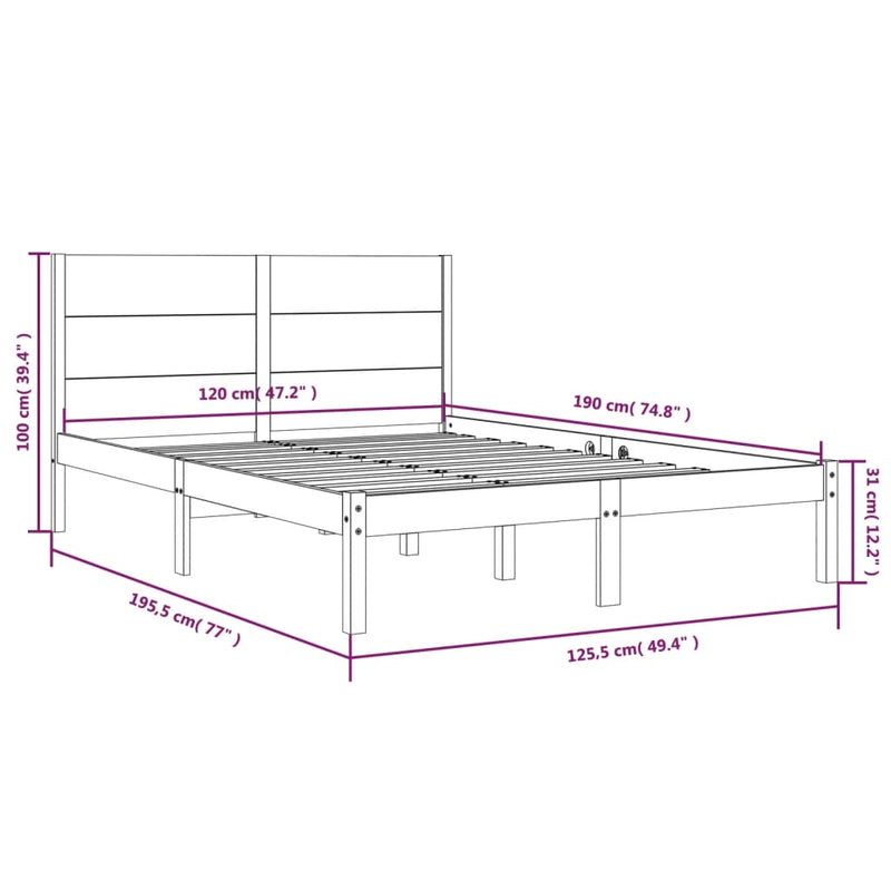 Sengeramme hvit heltre 120x190 cm Small Double