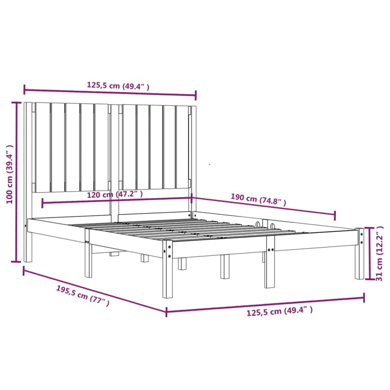 Sengeramme hvit heltre 120x190 cm Small Double