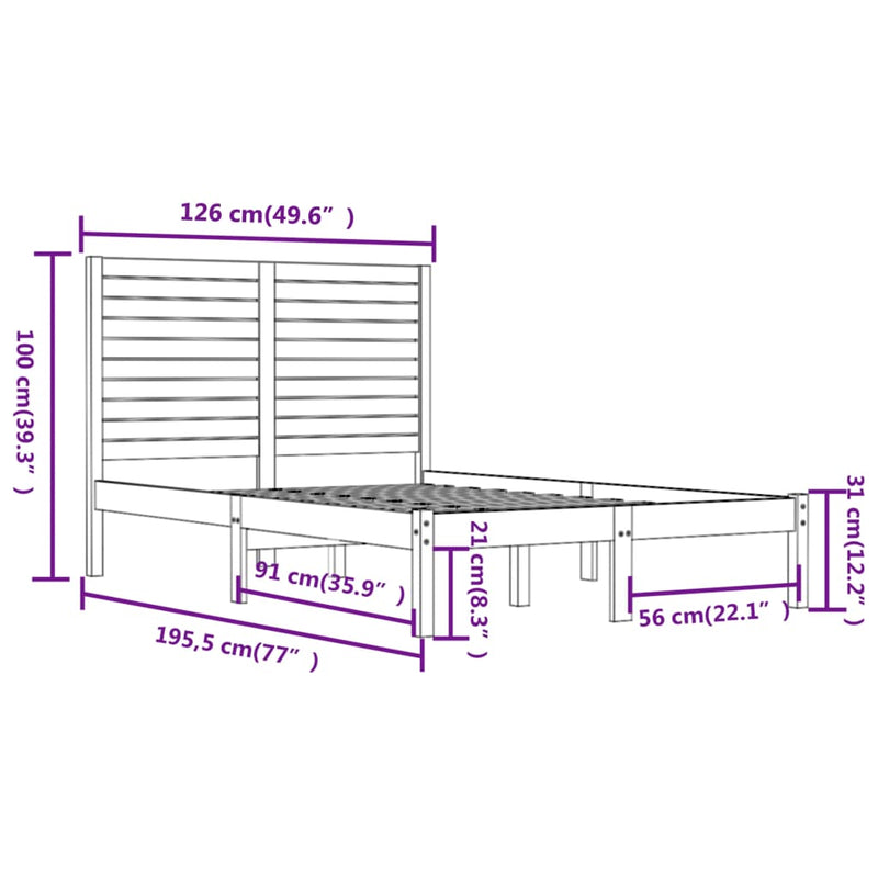 Sengeramme hvit heltre 120x190 cm Small Double