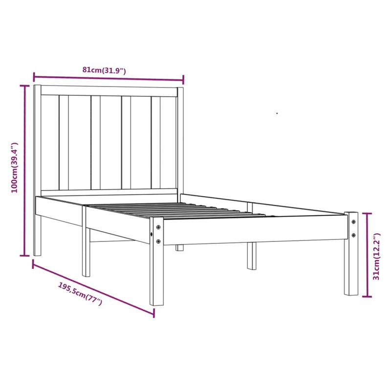 Sengeramme heltre furu 75x190 cm Small Single