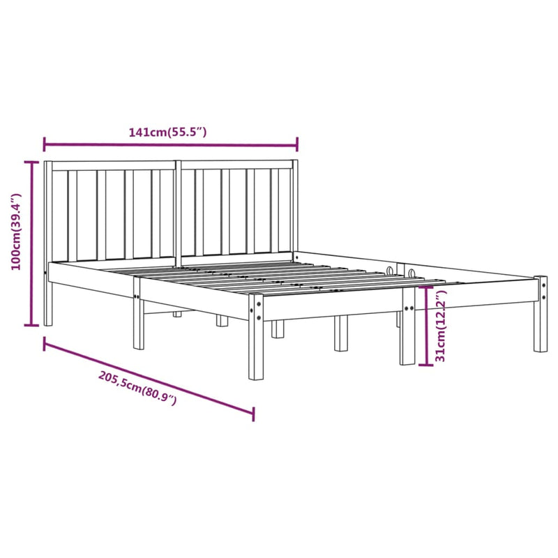 Sengeramme heltre furu 135x190 cm Double