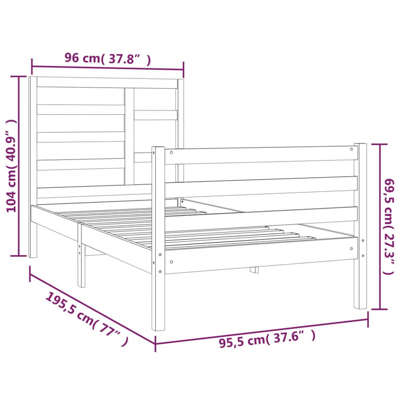 Sengeramme heltre furu 90x190 cm Single