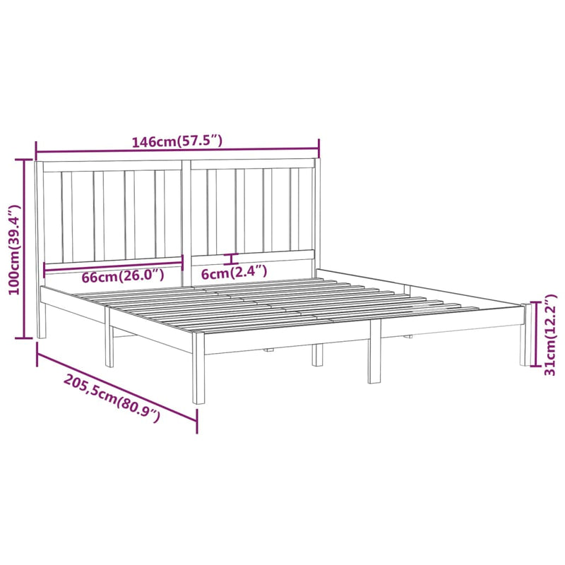 Sengeramme hvit heltre 140x200 cm