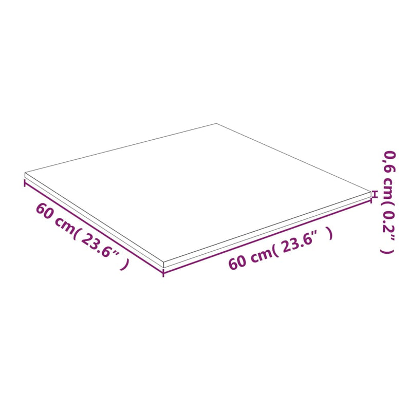 Bordplate gjennomsiktig 60x60 cm herdet glass