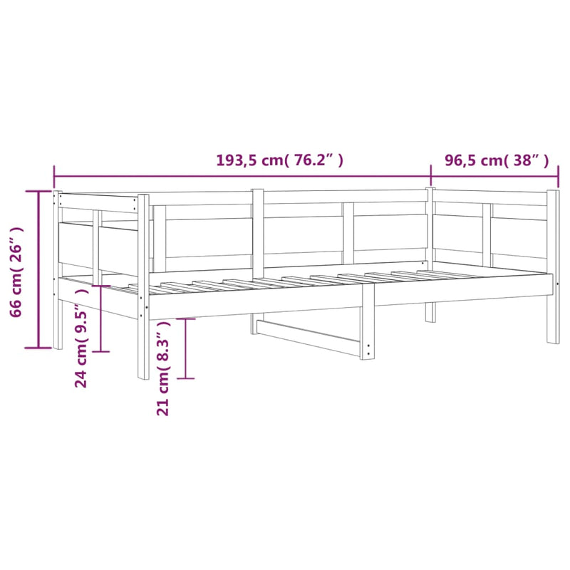 Dagseng hvit heltre furu 90x190 cm