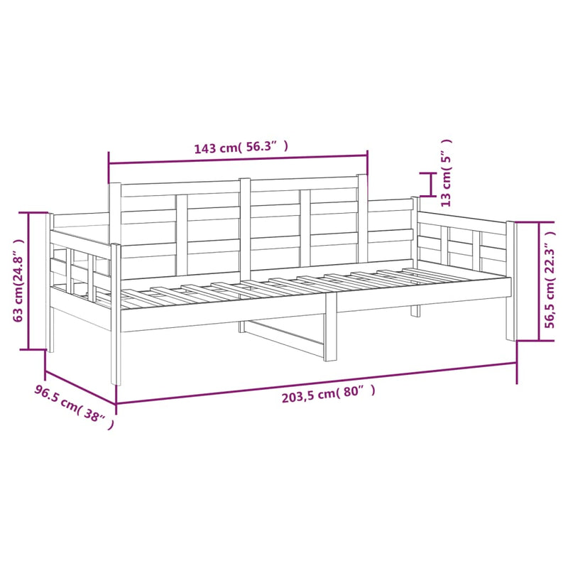 Dagseng hvit heltre furu 90x200 cm