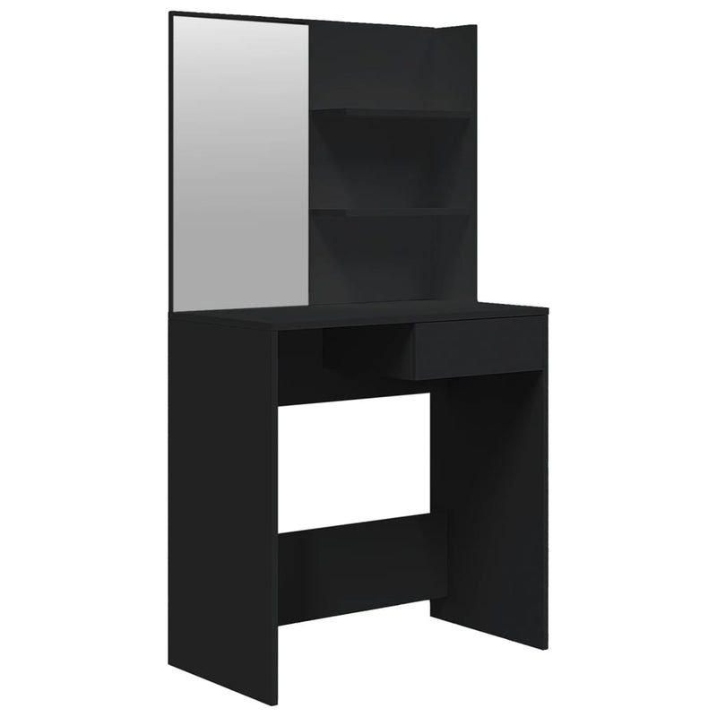 Sminkebord med speil svart 74,5x40x141 cm