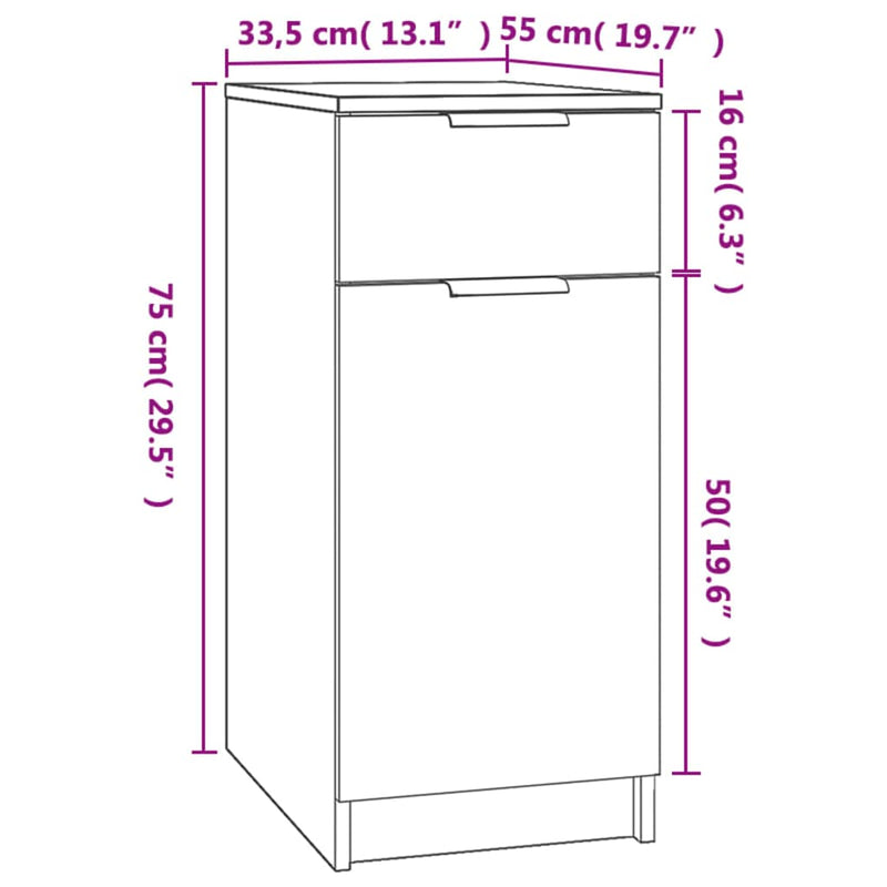 Skrivebord svart 33,5x50x75 cm konstruert tre