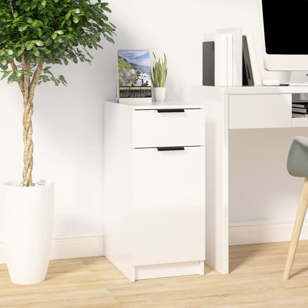 Skrivebordskap høyglans hvit 33,5x50x75 cm konstruert tre