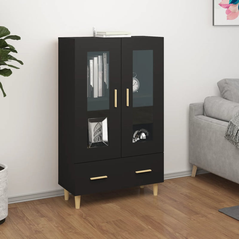 Highboard svart 70x31x115 cm konstruert tre