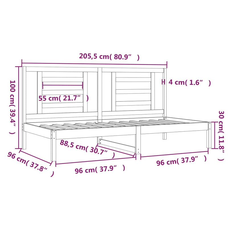 Dagseng uten madrass 90x200 cm heltre furu