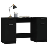 Skrivebord med sideskap svart konstruert tre