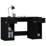 Skrivebord med sideskap svart konstruert tre