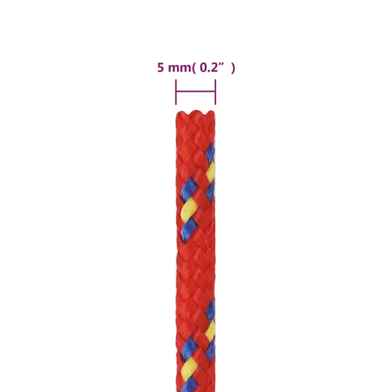 Båttau rød 5 mm 100 m polypropylen