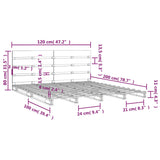 Sengeramme hvit 120x200 cm heltre furu