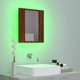 Speilskap med LED brun eik 40x12x45 cm konstruert tre