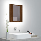 Speilskap med LED brun eik 40x12x45 cm konstruert tre
