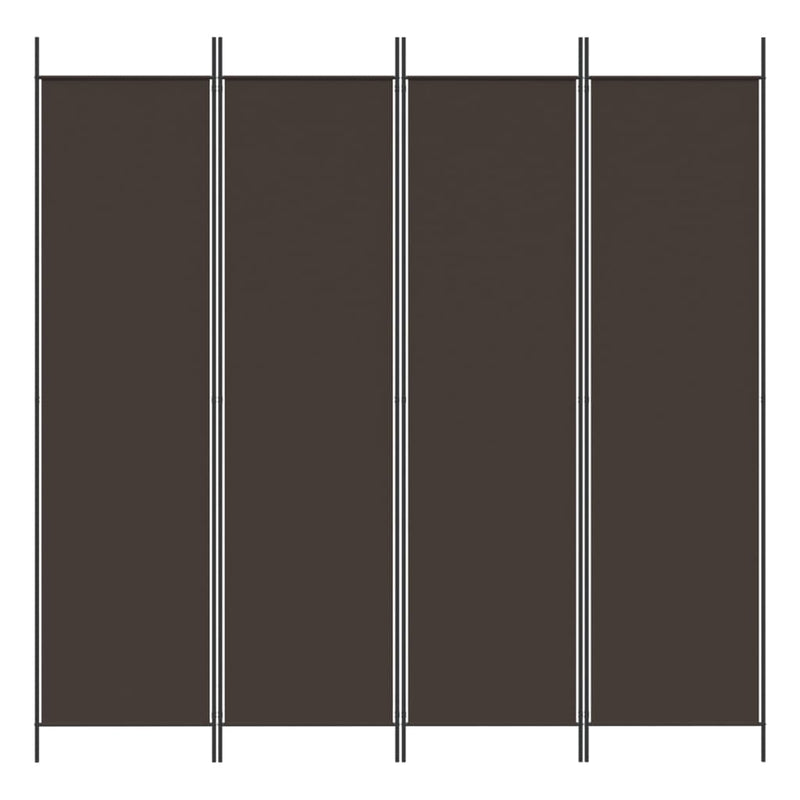 Romdeler med 4 paneler brun 200x200 cm stoff