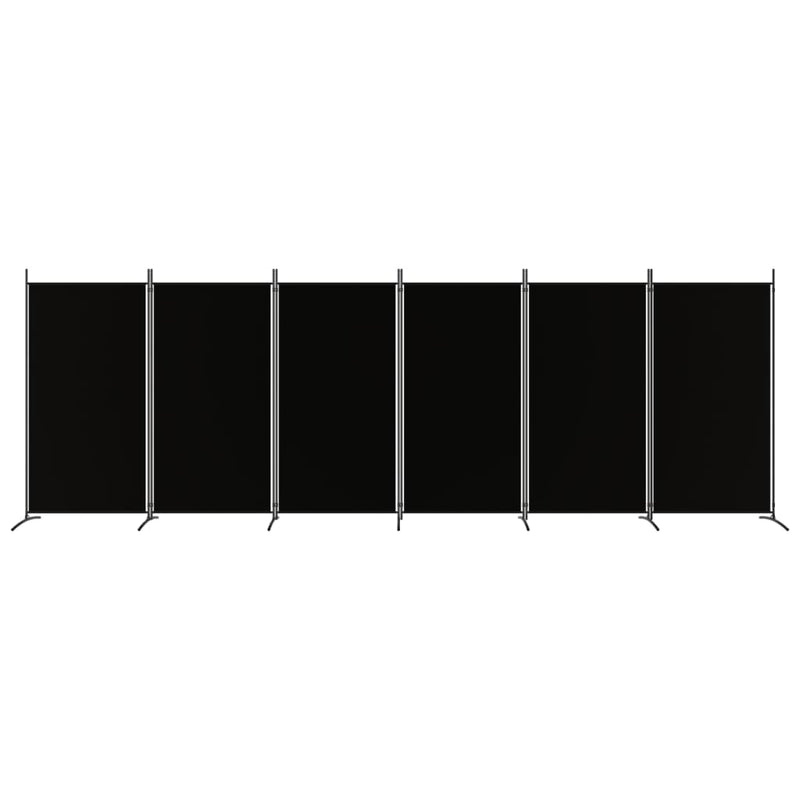 Romdeler med 6 paneler svart 520x180 cm stoff