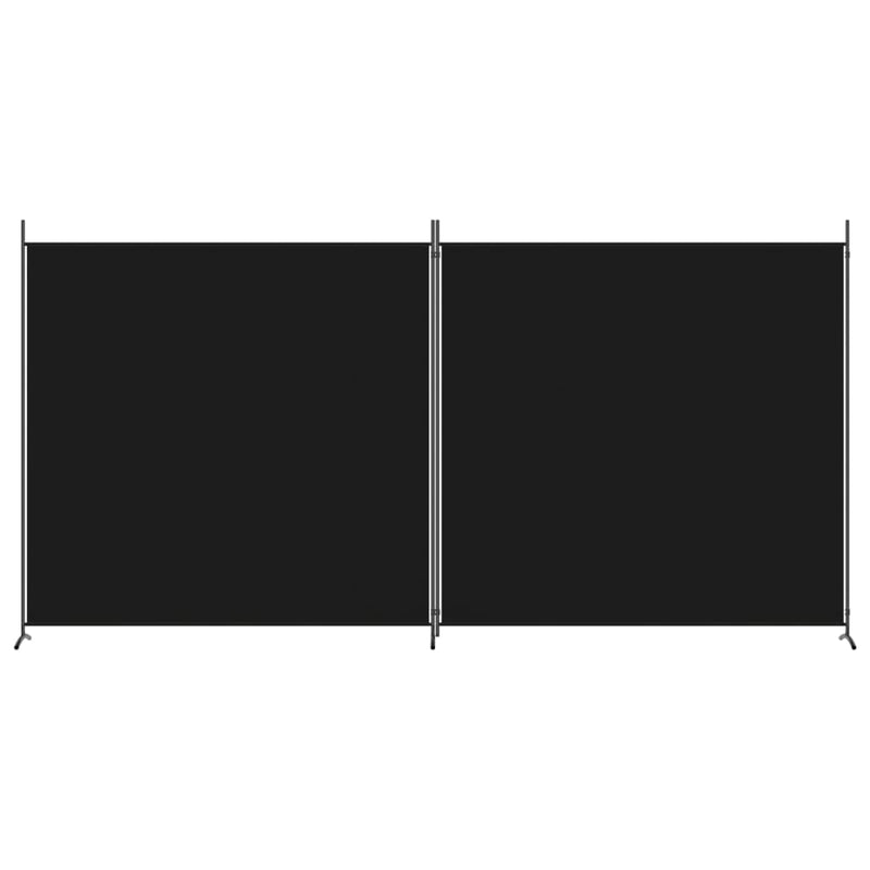 Romdeler med 2 paneler svart 348x180 cm stoff