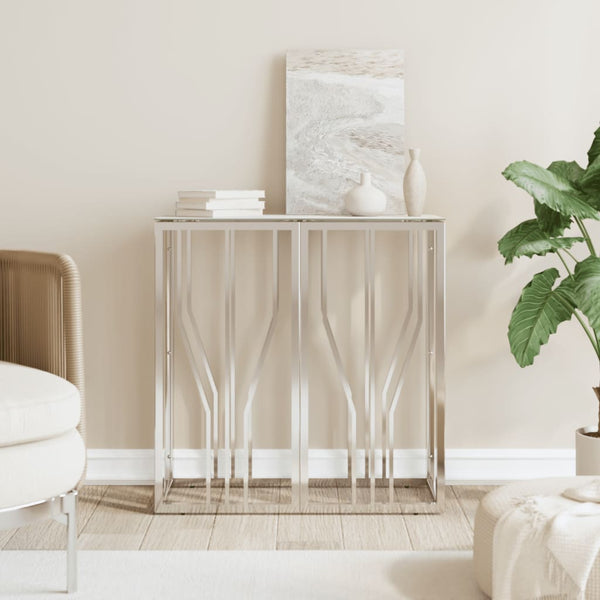 Konsollbord sølv 70x30x70 cm rustfritt stål og glass