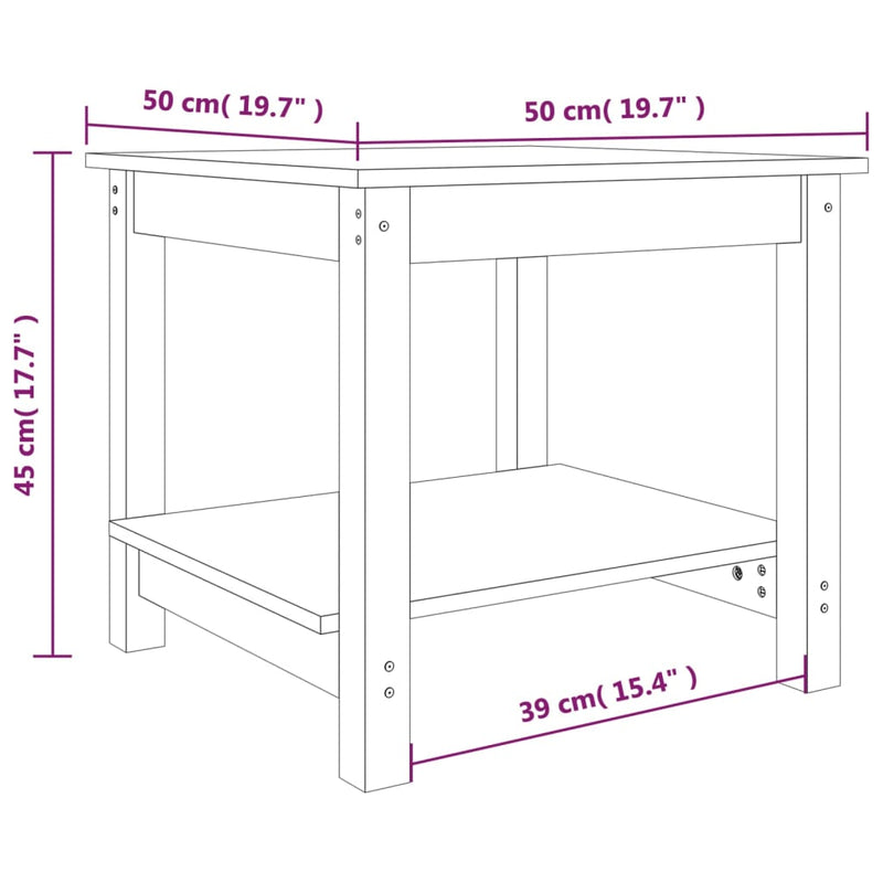 Salongbord 50x50x45 cm heltre furu