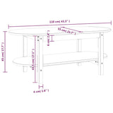 Salongbord hvit 110x55x45 cm heltre furu