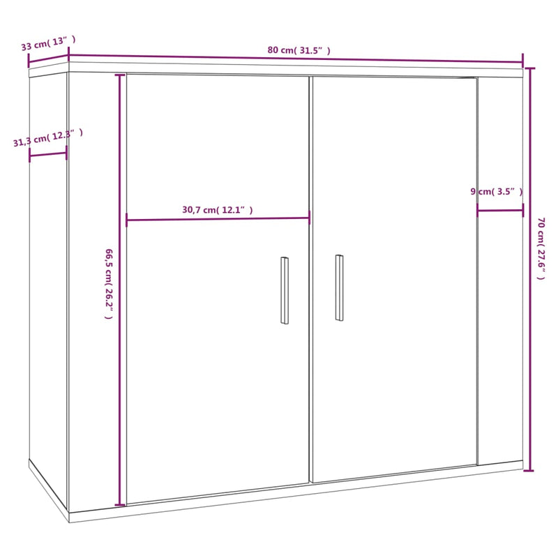 Skjenk svart 80x33x70 cm konstruert tre