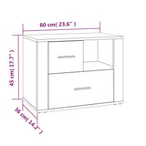 Nattbord hvit 60x36x45 cm konstruert tre