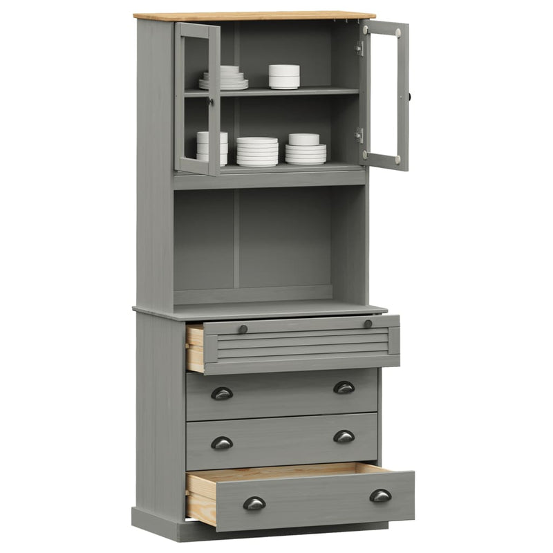 Highboard VIGO grå 80x40x176 cm heltre furu