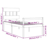 Seniorseng med hodegavl hvit 100x200 cm heltre