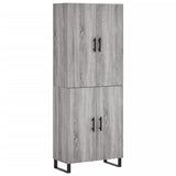 Highboard grå sonoma 69,5x34x180 cm konstruert tre