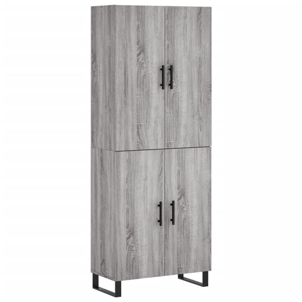 Highboard grå sonoma 69,5x34x180 cm konstruert tre