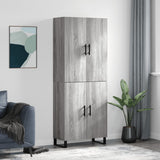 Highboard grå sonoma 69,5x34x180 cm konstruert tre