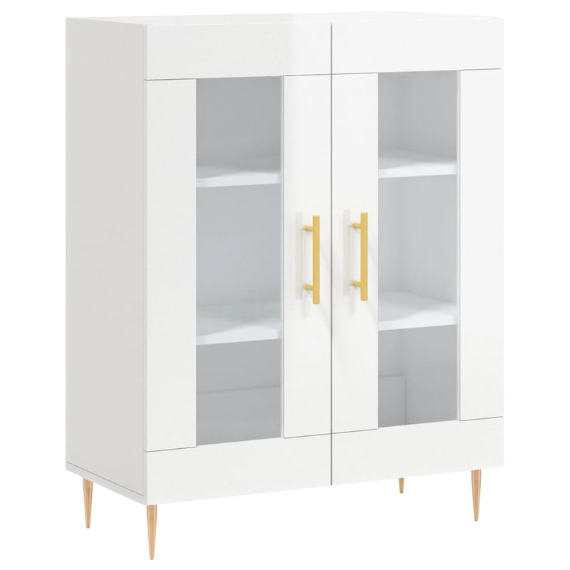 Highboard høyglans hvit 69,5x34x180 cm konstruert tre