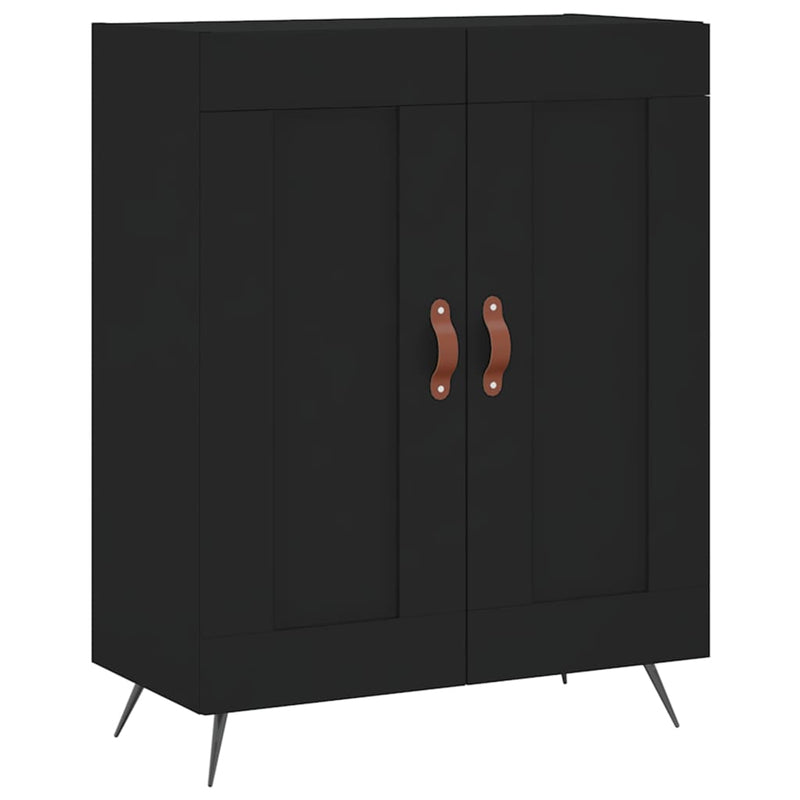 Highboard svart 69,5x34x180 cm konstruert tre