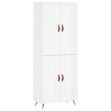 Highboard høyglans hvit 69,5x34x180 cm konstruert tre