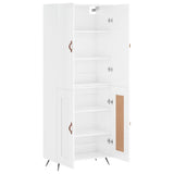 Highboard høyglans hvit 69,5x34x180 cm konstruert tre