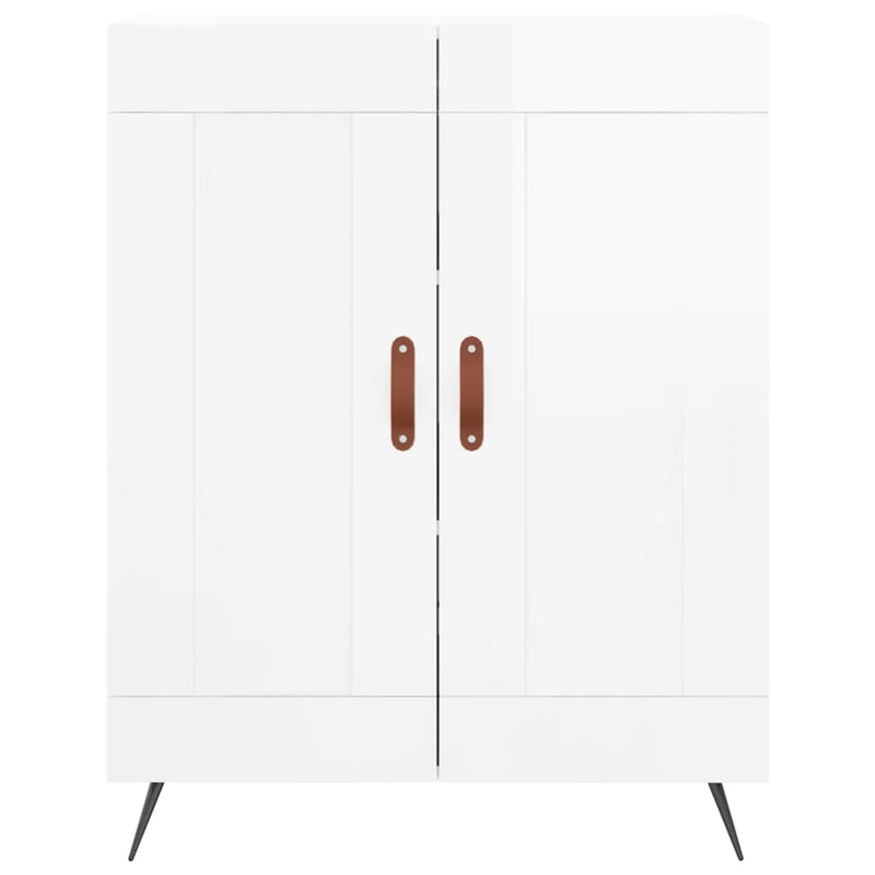 Highboard høyglans hvit 69,5x34x180 cm konstruert tre